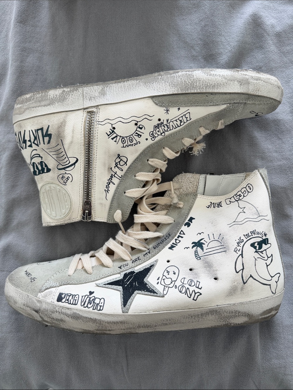 Golden Goose Superstar Miami LTDWhite Francy Sneakers with Black Graphic Accents